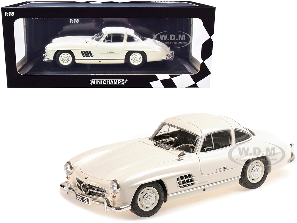 Image of 1955 Mercedes Benz 300 SL (W198) White Limited Edition to 300 pieces Worldwide 1/18 Diecast Model Car by Minichamps