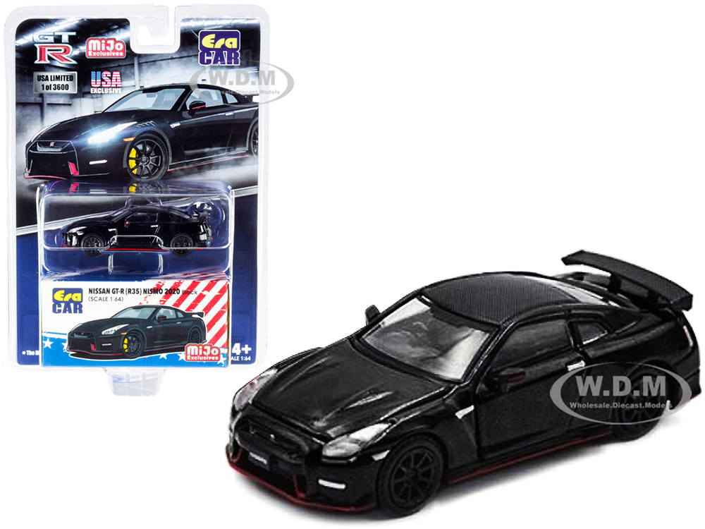 2020 Nissan GT-R (R35) Nismo RHD (Right Hand Drive) Black with Carbon Top Limited Edition to 3600 pieces 1/64 Diecast Model Car by Era Car