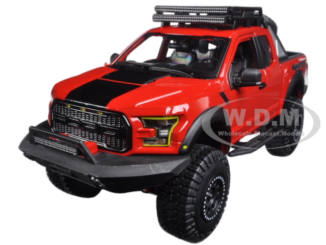 2017 Ford F-150 Raptor Pickup Truck Red Off Road Kings 1/24 Diecast Model Car  by Maisto