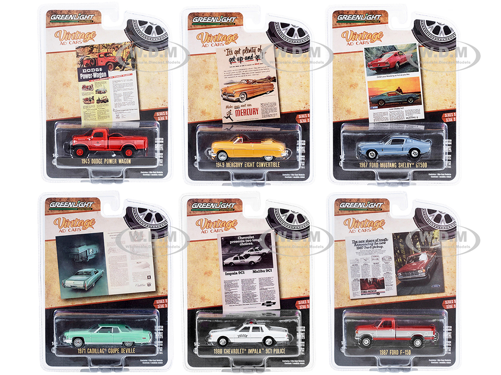"Vintage Ad Cars" Set of 6 pieces Series 9  1/64 Diecast Model Cars by Greenlight