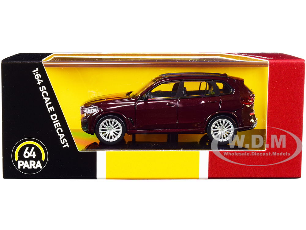 BMW X5 (G05) with Sunroof Ametrine Red Metallic 1/64 Diecast Model Car by Paragon Models
