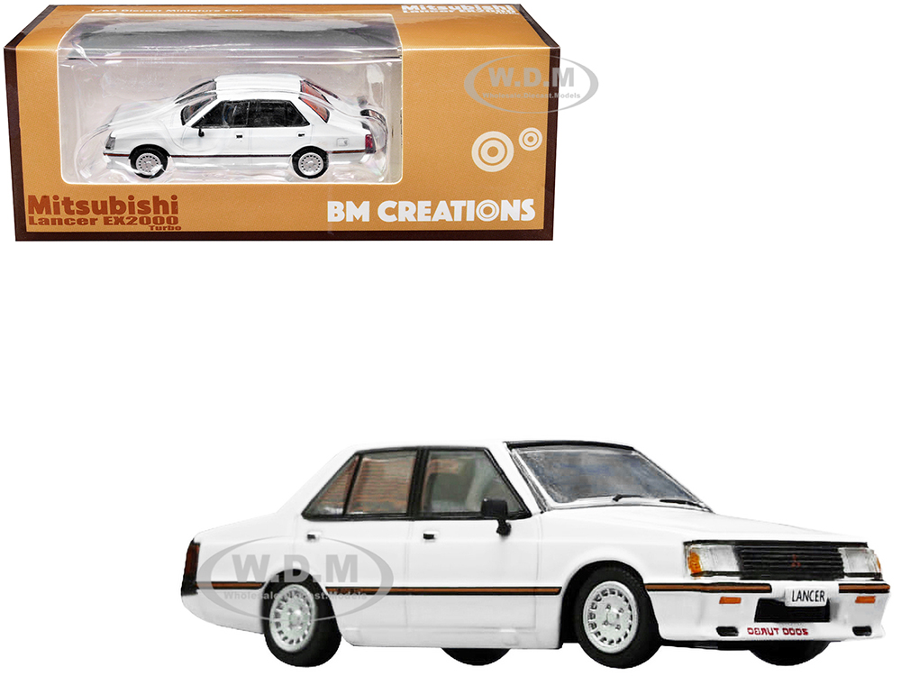 Mitsubishi Lancer EX2000 Turbo RHD (Right Hand Drive) White with Stripes with Extra Wheels 1/64 Diecast Model Car by BM Creations