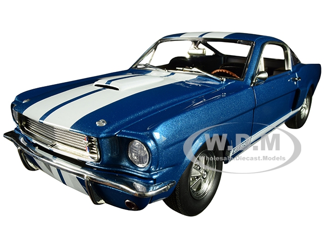 1966 Ford Mustang Shelby Gt350 Supercharged Blue With White Stripes Limited Edition To 852 Pieces Worldwide 1/18 Diecast Model Car By Acme