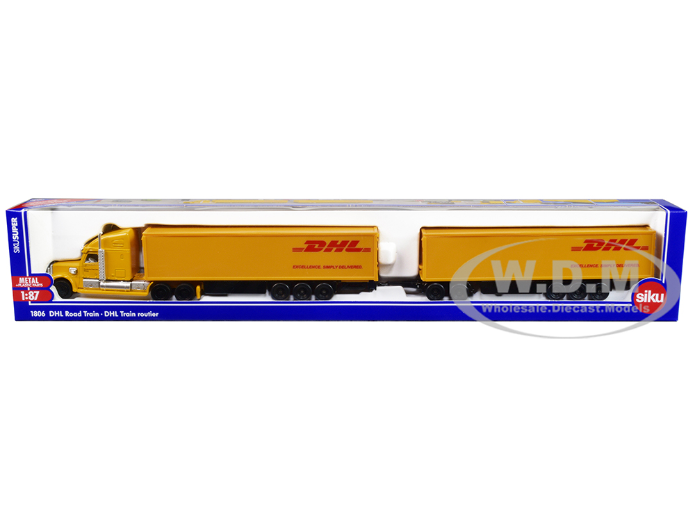 Truck with Double Pup Trailers "DHL Road Train" 1/87 (HO) Diecast Models by Siku