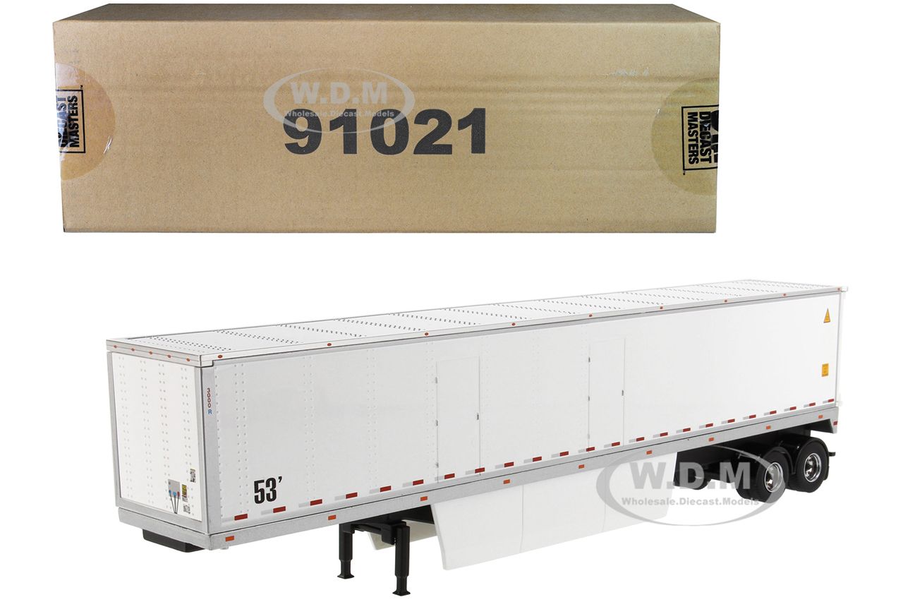 53 Dry Cargo Van Trailer White "transport Series" 1/50 Diecast Model By Diecast Masters