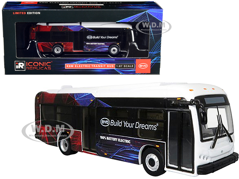 BYD K8M Electric Transit Bus "Build Your Dreams" Corporate Livery Limited Edition 1/87 (HO) Diecast Model by Iconic Replicas