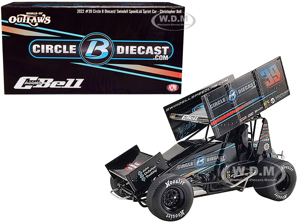 Winged Sprint Car 39 Christopher Bell "Circle B Diecast" Swindell Speedlab "World of Outlaws" (2022) 1/18 Diecast Model Car by ACME