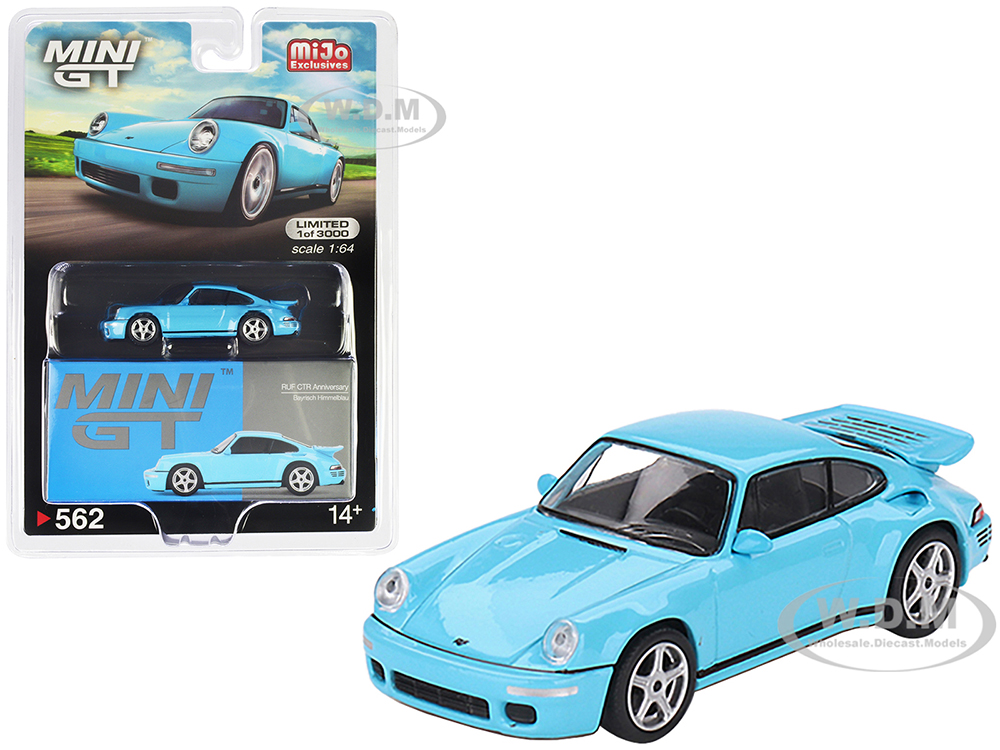 RUF CTR Anniversary Bayrisch Himmelblau Light Blue Limited Edition to 3000 pieces Worldwide 1/64 Diecast Model Car by True Scale Miniatures