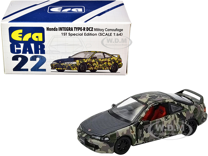 Honda Integra Type-R DC2 Military Camouflage with Carbon Hood "Special Edition" 1/64 Diecast Model Car by Era Car