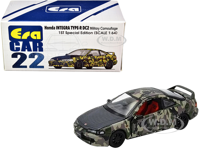 Image of Honda Integra Type-R DC2 Military Camouflage with Carbon Hood "Special Edition" 1/64 Diecast Model Car by Era Car