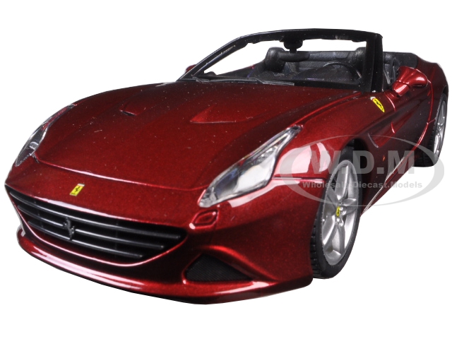 Image of Ferrari California T Burgundy Open Top 1/24 Diecast Model Car by Bburago