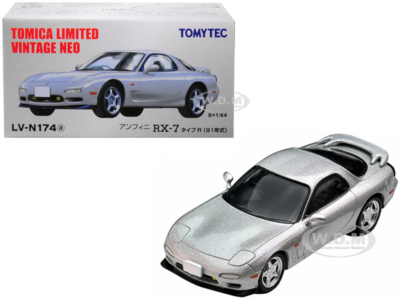 Image of 1991 Mazda Efini RX-7 Type R RHD (Right Hand Drive) Metallic Silver 1/64 Diecast Model Car by TomyTec