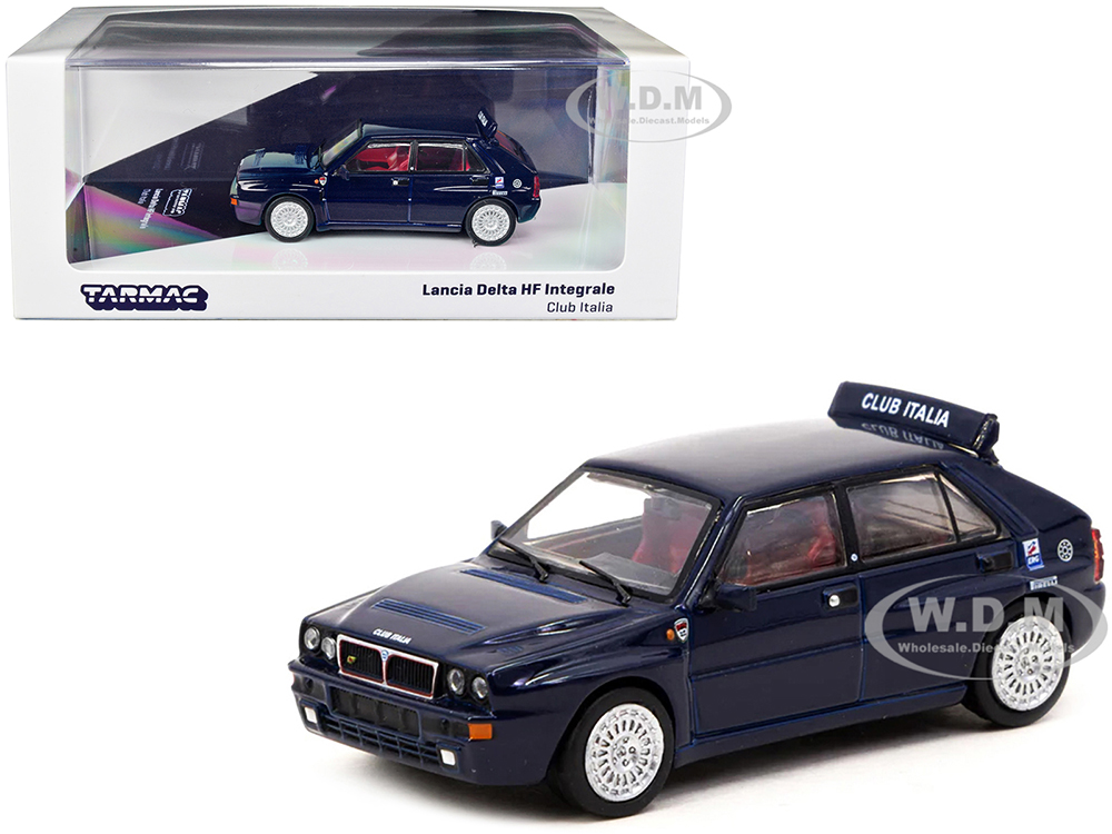 Lancia Delta HF Integrale Club Italia Dark Blue with Red Interior Road64 Series 1/64 Diecast Model Car by Tarmac Works