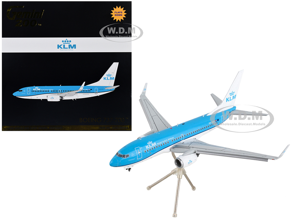 Boeing 737-700 Commercial Aircraft with Flaps Down KLM Royal Dutch Airlines Blue with White Tail Gemini 200 Series 1/200 Diecast Model Airplane by GeminiJets