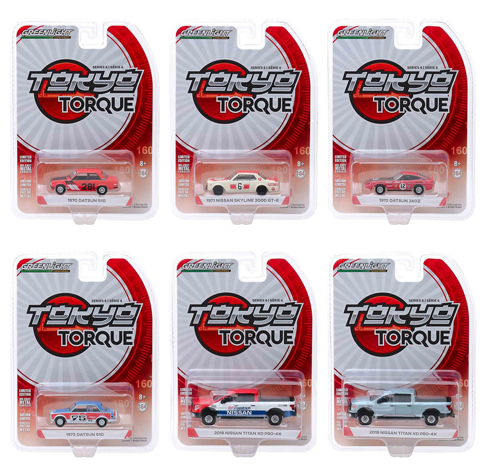 "tokyo Torque" Series 6 Set Of 6 Pieces 1/64 Diecast Model Cars By Greenlight