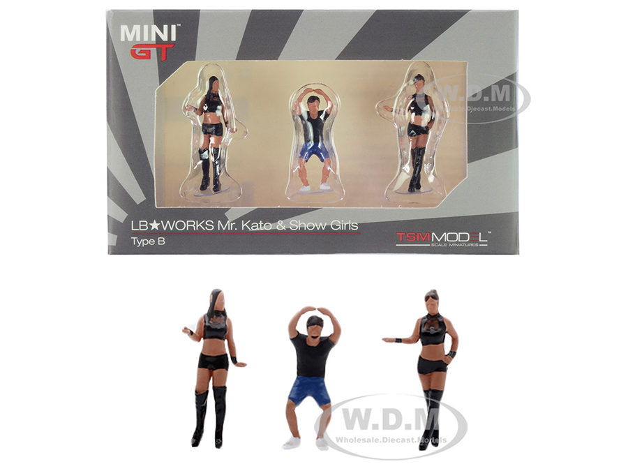 Mr. Kato And 2 Show Girls "lb Works" 3 Piece Figurine Set Type B For 1/64 Scale Models By True Scale Miniatures