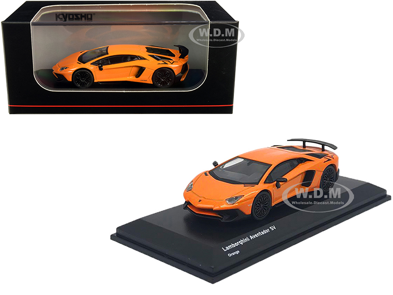 Image of Lamborghini Aventador SV Orange 1/64 Diecast Model Car by Kyosho