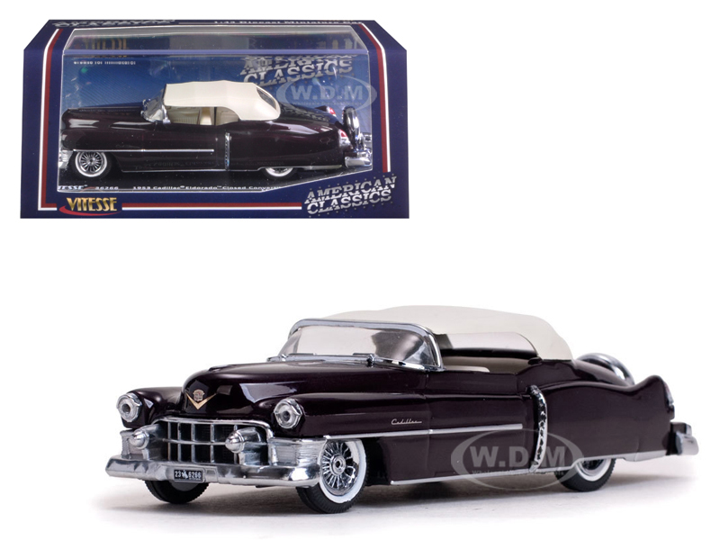 Image of 1953 Cadillac Closed Convertible Maroon 1/43 Diecast Model Car by Vitesse