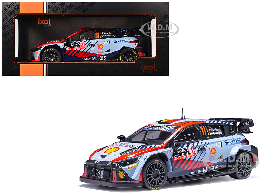 Hyundai i20 N Rally1 #11 Thierry Neuville - Martijn Wydaeghe Winner Rallye Monte-Carlo (2024) 1/18 Diecast Model Car by IXO Models