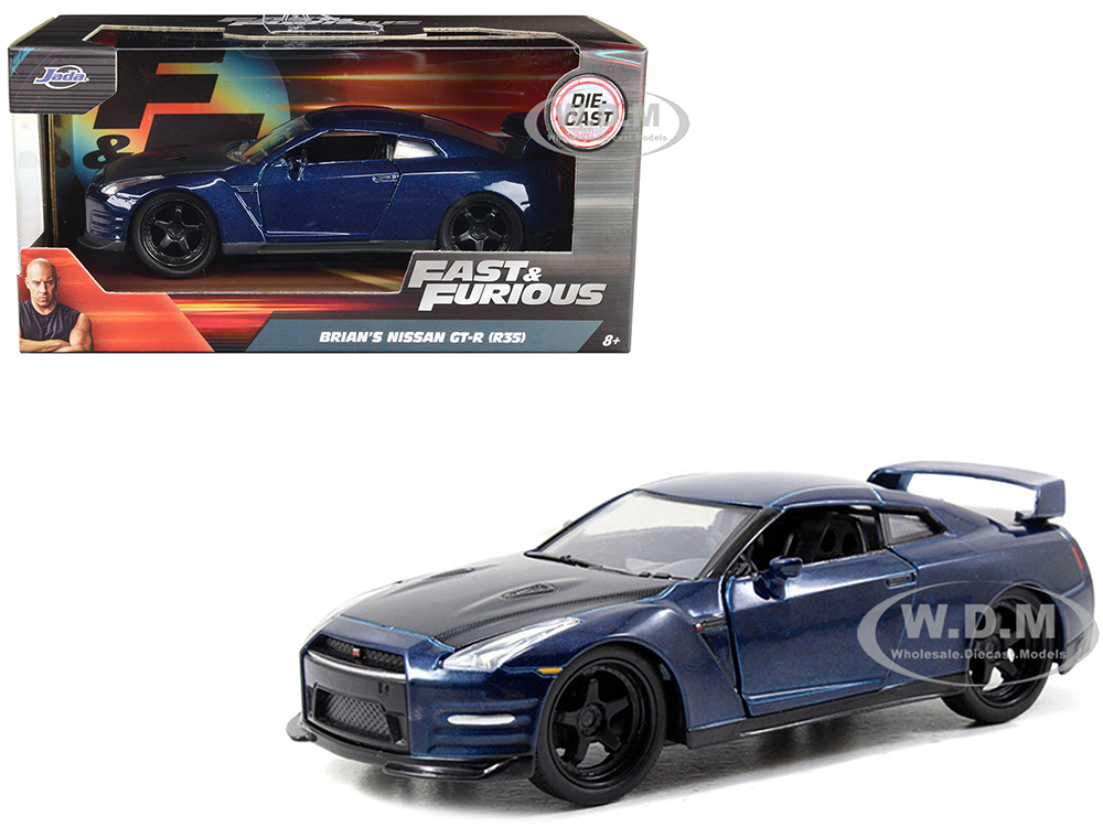 Brians Nissan GT-R R35 Blue with Carbon Hood Fast & Furious 7 Movie 1/32 Diecast Model Car by Jada