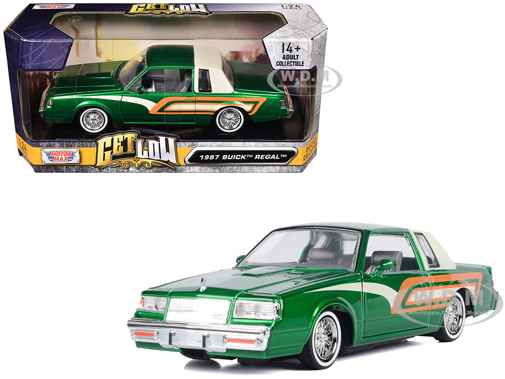 1987 Buick Regal 3.8 SFI Turbo Green Metallic and Cream with Graphics Get Low Series 1/24 Diecast Model Car by Motormax