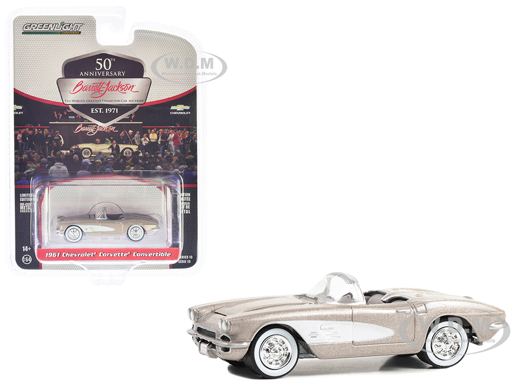 1961 Chevrolet Corvette Convertible Fawn Beige Metallic (Lot #1041) Barrett Jackson Scottsdale Edition Series 13 1/64 Diecast Model Car by Greenlight