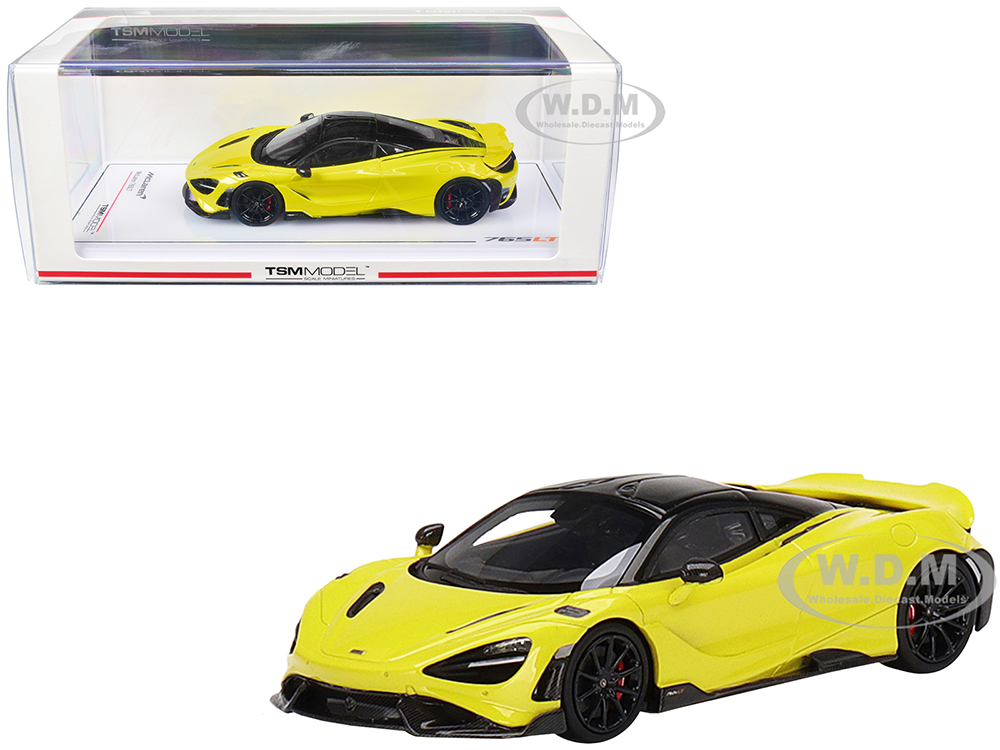 McLaren 765LT Sicilian Yellow with Black Top 1/43 Model Car by True Scale Miniatures