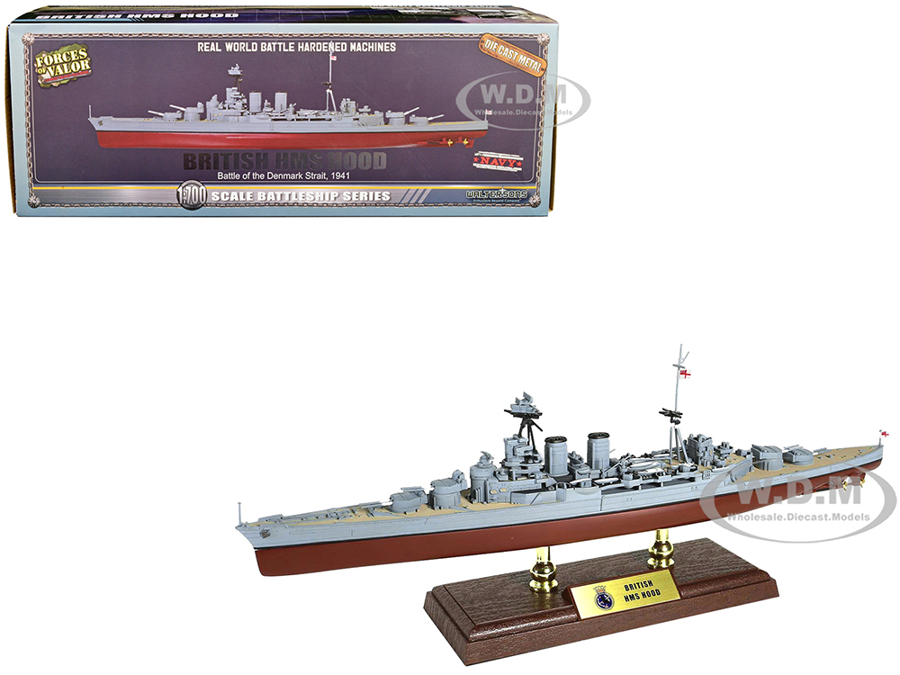 HMS Hood British Admiral-class Battleship "Battle of the Denmark Strait" (May 1941) 1/700 Scale Model by Forces of Valor