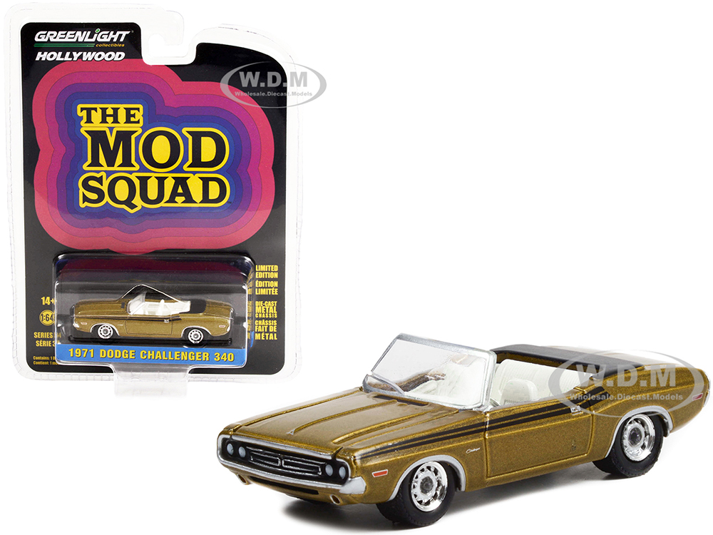 1971 Dodge Challenger 340 Convertible Gold Metallic with Black Stripes 
