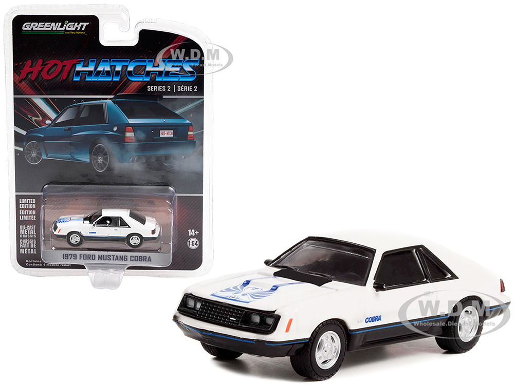 1979 Ford Mustang Cobra White with Medium Blue Glow Graphics 