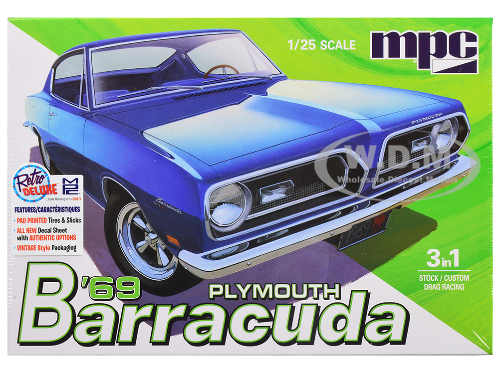 Skill 2 Model Kit 1969 Plymouth Barracuda 3-in-1 Kit 1/25 Scale Model by MPC