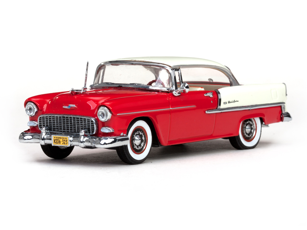 1955 Chevrolet Bel Air Hard Top India Ivory and Gypsy Red 1/43 Diecast Model Car by Vitesse