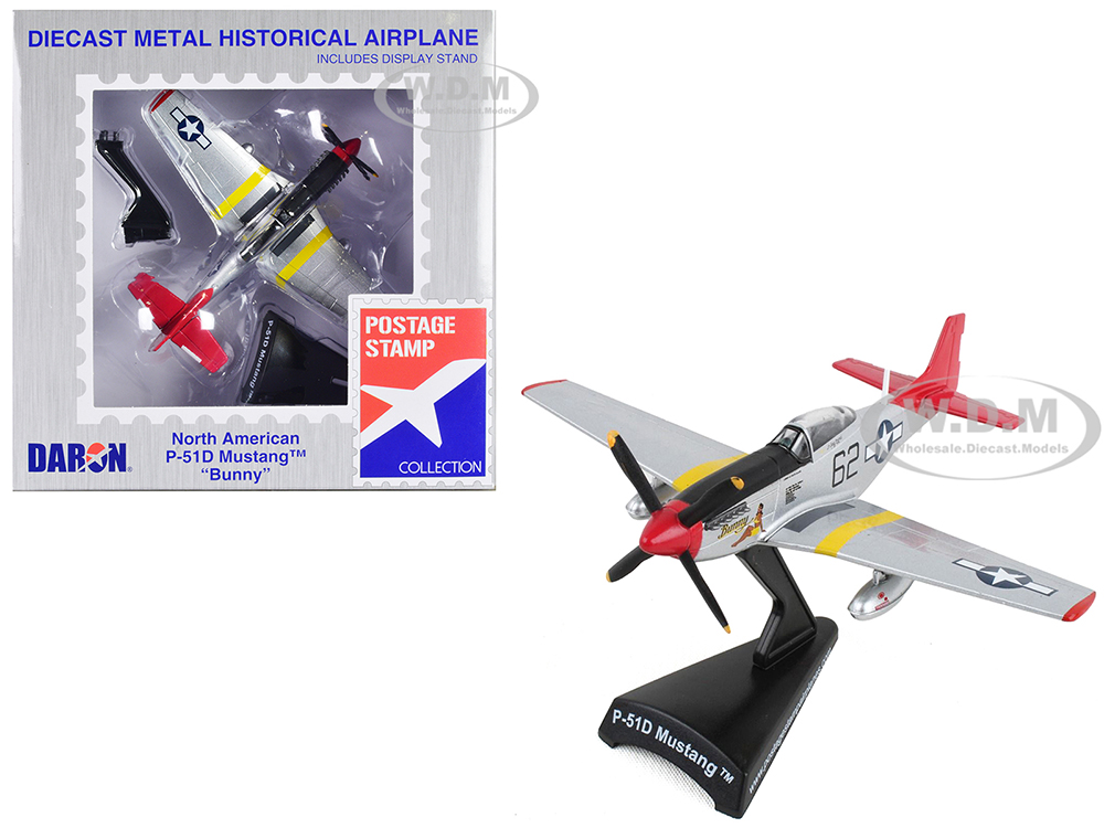 North American P-51D Mustang Fighter Aircraft #62 Bunny United States Army Air Force 1/100 Diecast Model Airplane by Postage Stamp