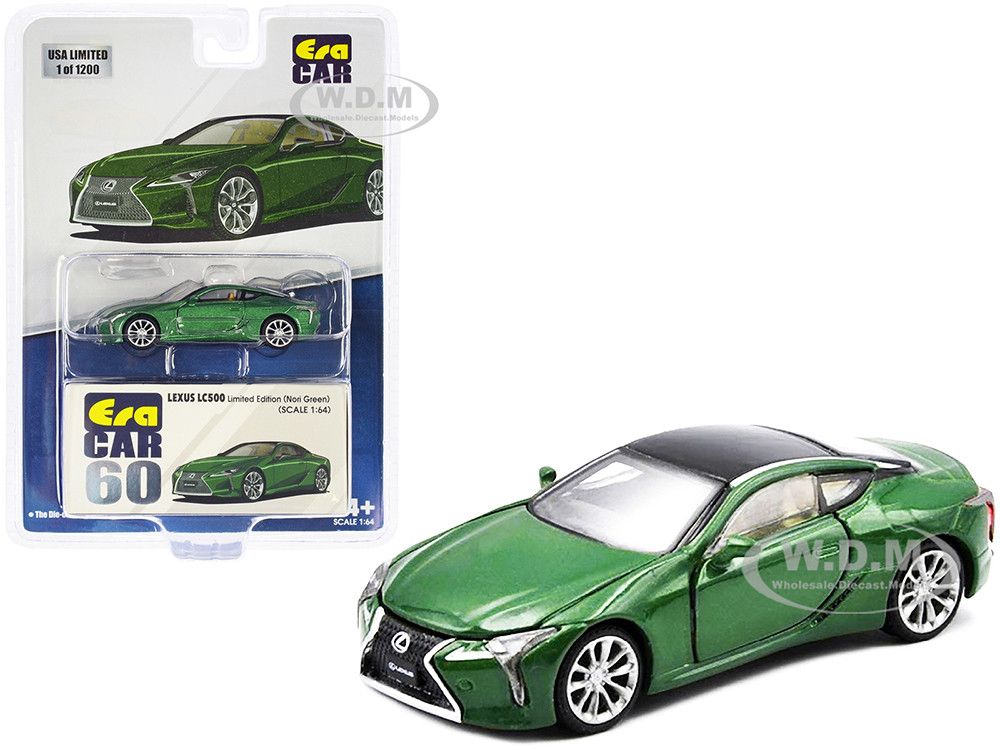 Lexus LC500 Nori Green Metallic with Black Top Limited Edition to 1200 pieces 1/64 Diecast Model Car by Era Car