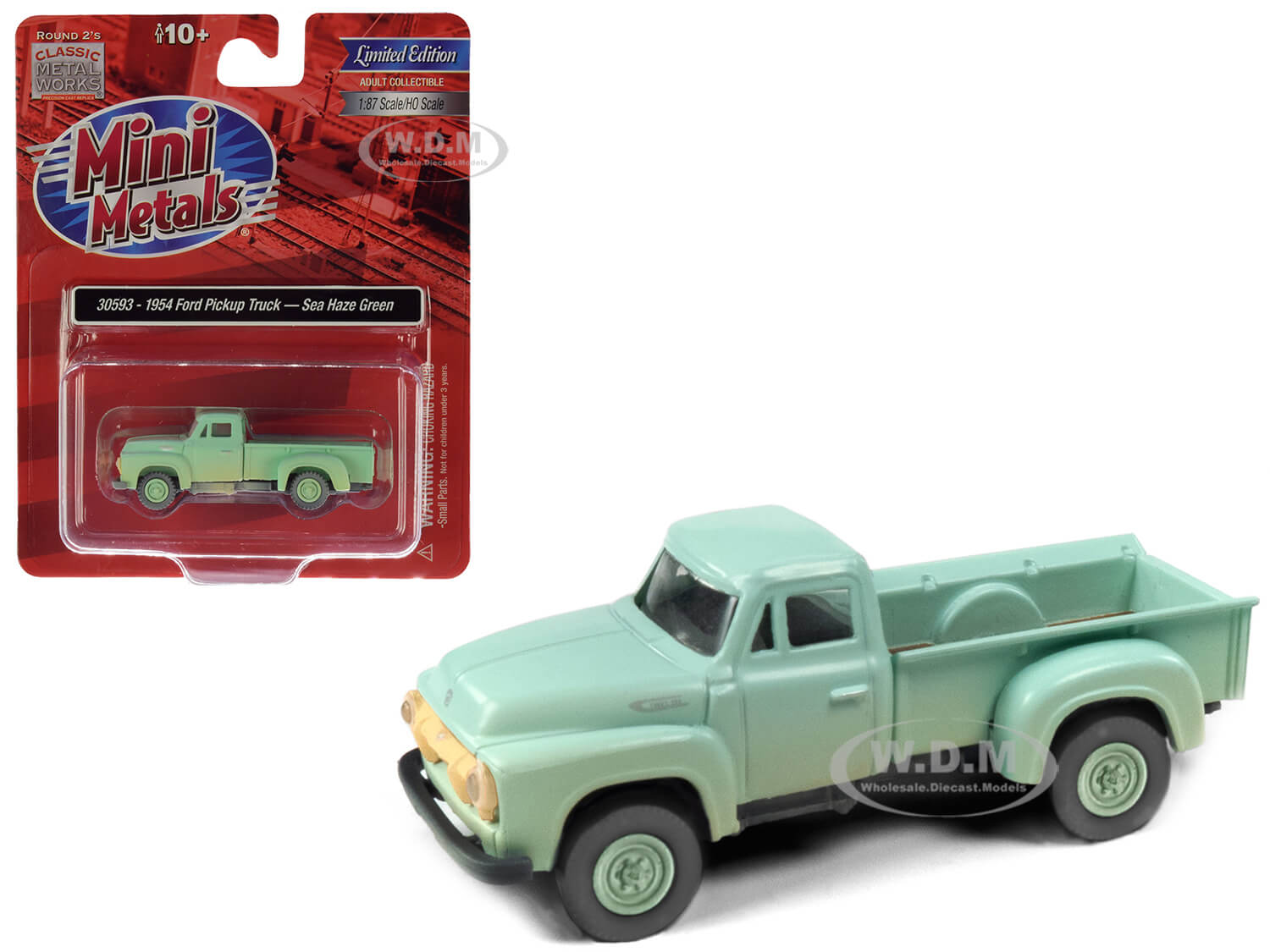 Image of 1954 Ford Pickup Truck Sea Haze Green (Dirty/Weathered) 1/87 (HO) Scale Model Car by Classic Metal Works