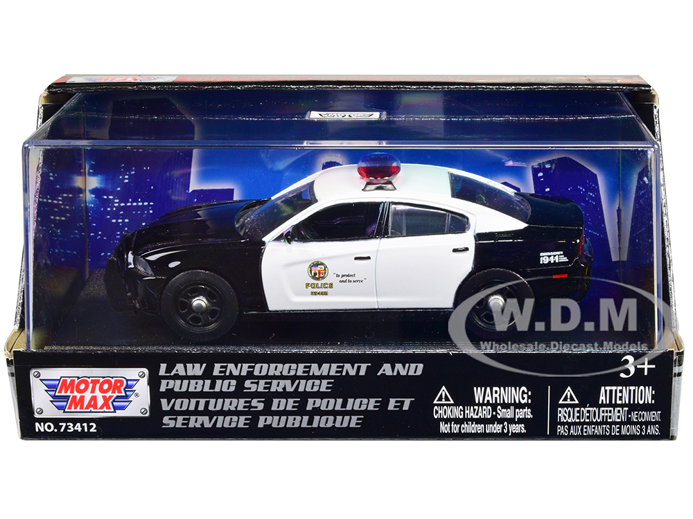 2011 Dodge Charger Pursuit Black and White "LAPD (Los Angeles Police Department)" 1/43 Diecast Model Car by Motormax