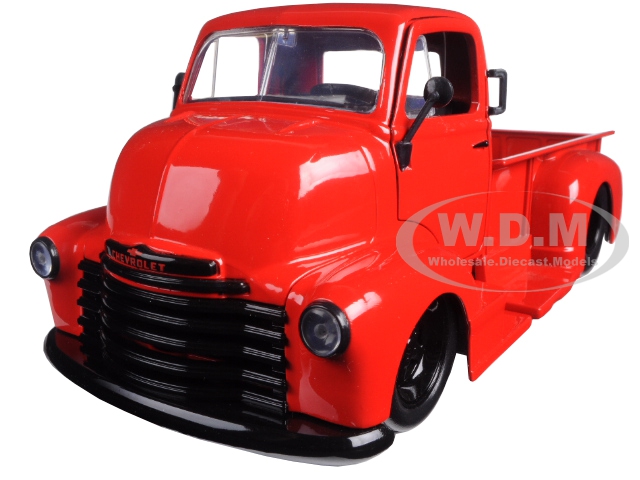 Image of 1952 Chevrolet COE Pickup Truck Red with Black Wheels 1/24 Diecast Model by Jada