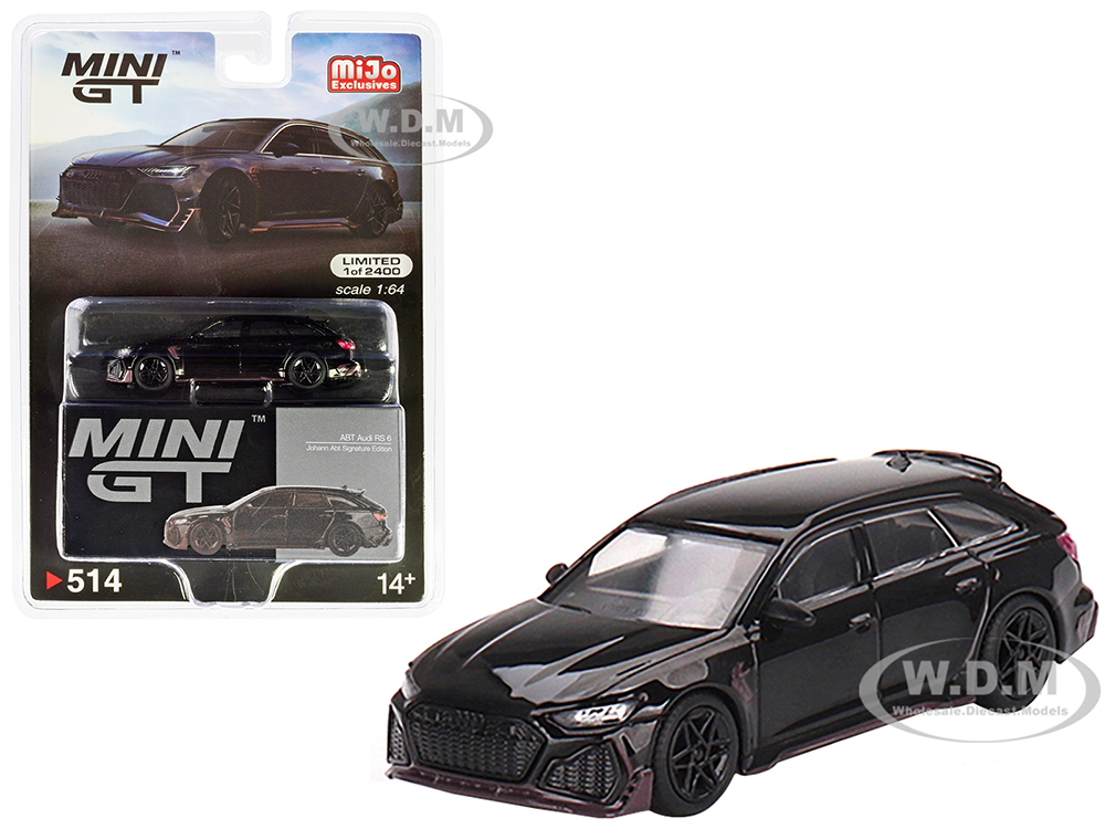 Audi RS6 ABT Black "Johann Abt Signature Edition" Limited Edition to 2400 pieces Worldwide 1/64 Diecast Model Car by True Scale Miniatures