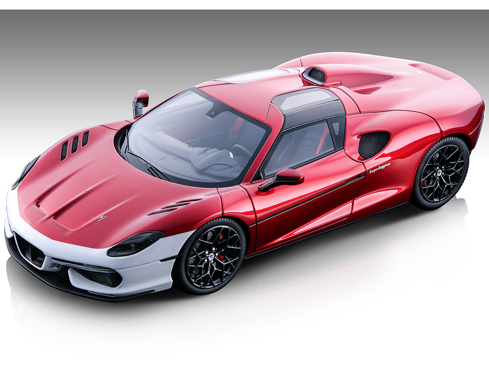 2021 Touring Superleggera Arese RH95 Red Metallic with White Accents Mythos Series Limited Edition to 80 pieces Worldwide 1/18 Model Car by Tecnomodel
