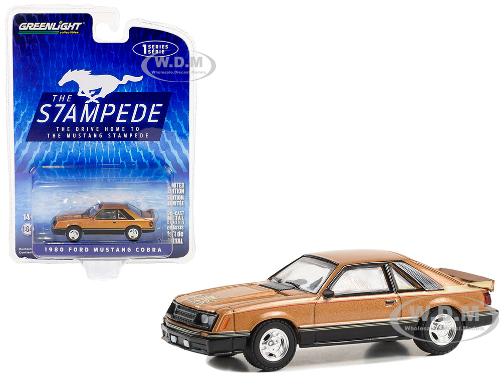 1980 Ford Mustang Cobra Dark Chamois Brown Metallic with Hood Graphic The Drive Home to the Mustang Stampede Series 1 1/64 Diecast Model Car by Greenlight