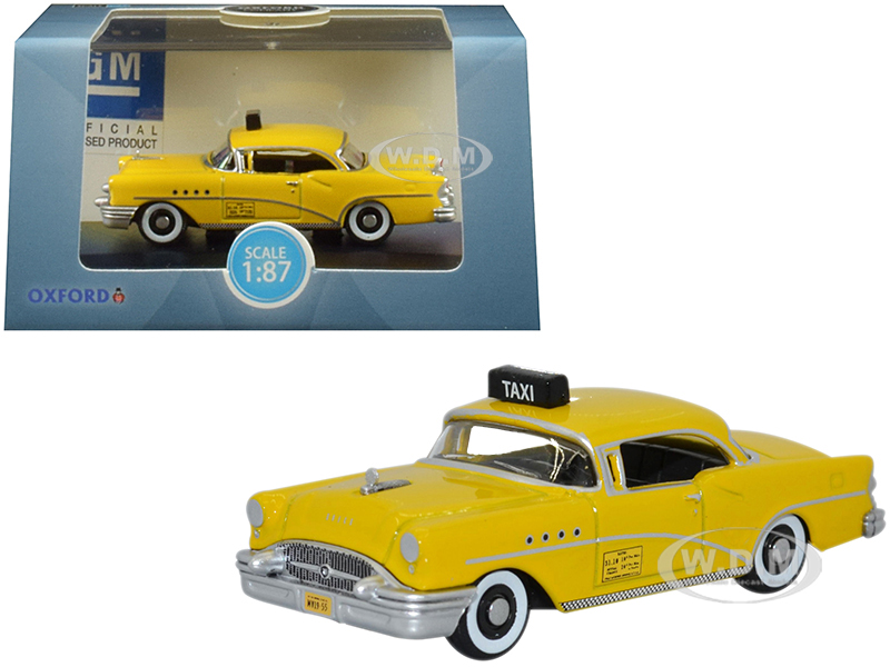 1955 Buick Century "new York City Taxi" Yellow 1/87 (ho) Scale Diecast Model Car By Oxford Diecast
