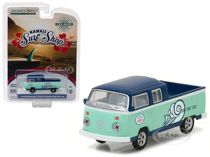 1976 Volkswagen Type 2 Double Cab Pickup "doka" Hawaii Surf Shop Hobby Exclusive 1/64 Diecast Model Car By Greenlight
