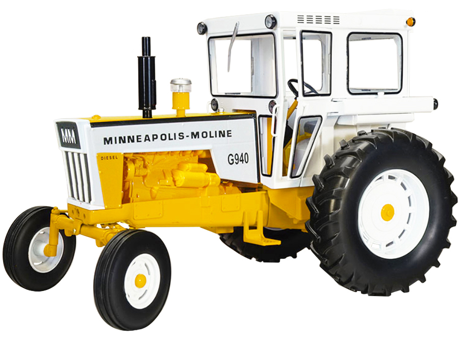 Minneapolis Moline G940 Diesel Wide Front Tractor with Cab Yellow and White 