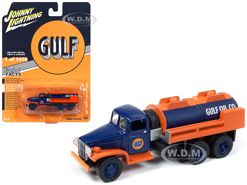 Gmc Cckw 2 1/2-ton 6x6 Tanker Truck "gulf Oil" Limited Edition To 1416 Pieces Worldwide 1/87 Diecast Model By Johnny Lightning