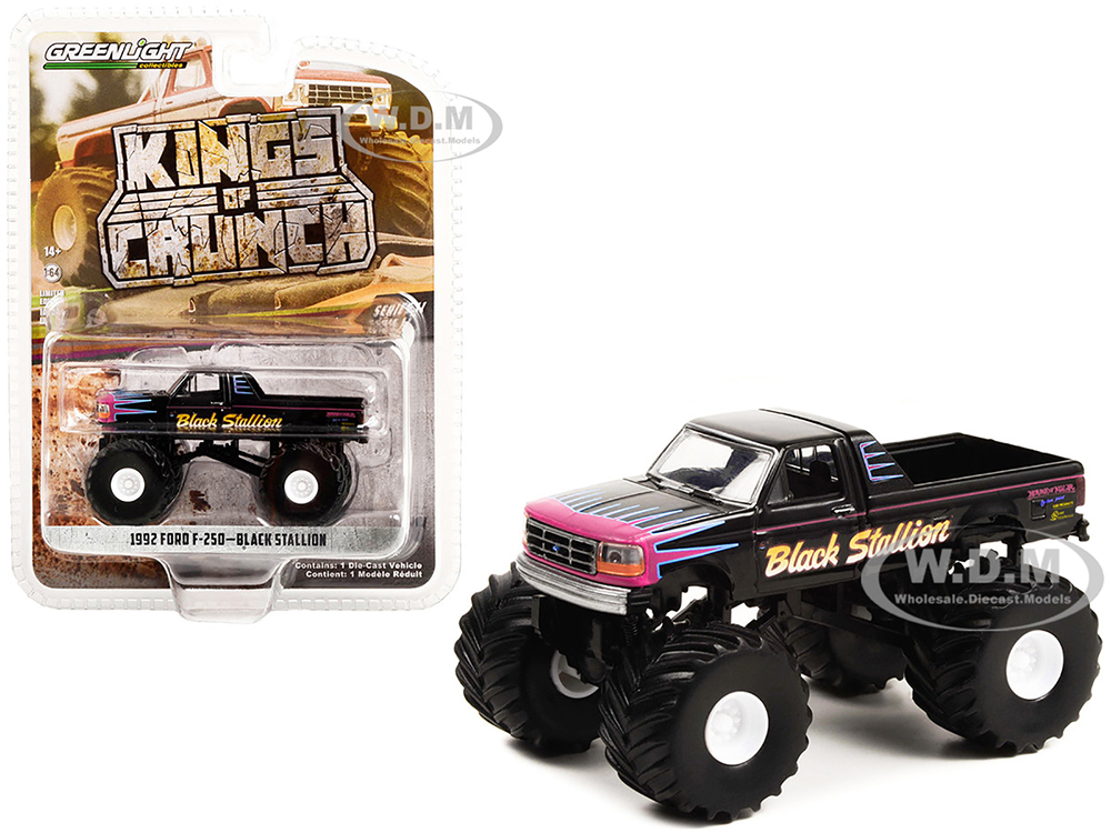 1992 Ford F-250 Monster Truck Black "Black Stallion" "Kings of Crunch" Series 11 1/64 Diecast Model Car by Greenlight