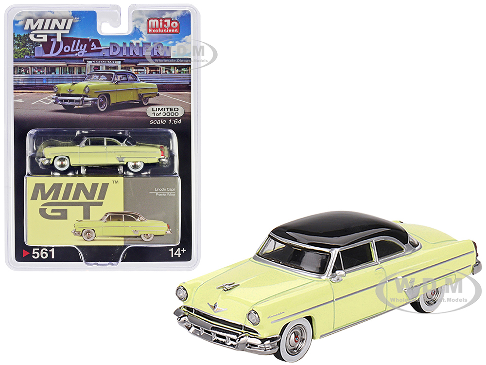 1954 Lincoln Capri Premier Yellow with Black Top Limited Edition to 3000 pieces Worldwide 1/64 Diecast Model Car by True Scale Miniatures