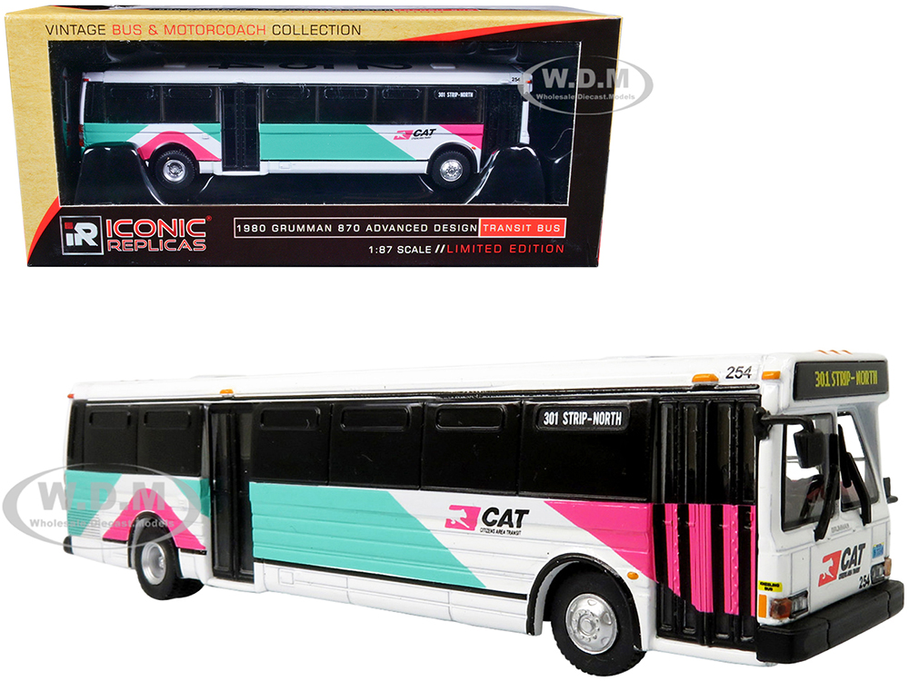 1980 Grumman 870 Advanced Design Transit Bus CAT (Citizens Area Transit) Las Vegas 301 Strip-North Vintage Bus & Motorcoach Collection 1/87 (HO) Diecast Model by Iconic Replicas