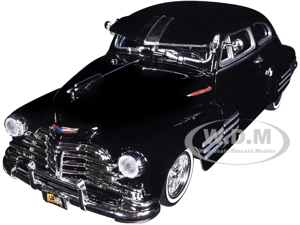 1948 Chevrolet Aerosedan Fleetside Lowrider Black Get Low Series 1/24 Diecast Model Car by Motormax