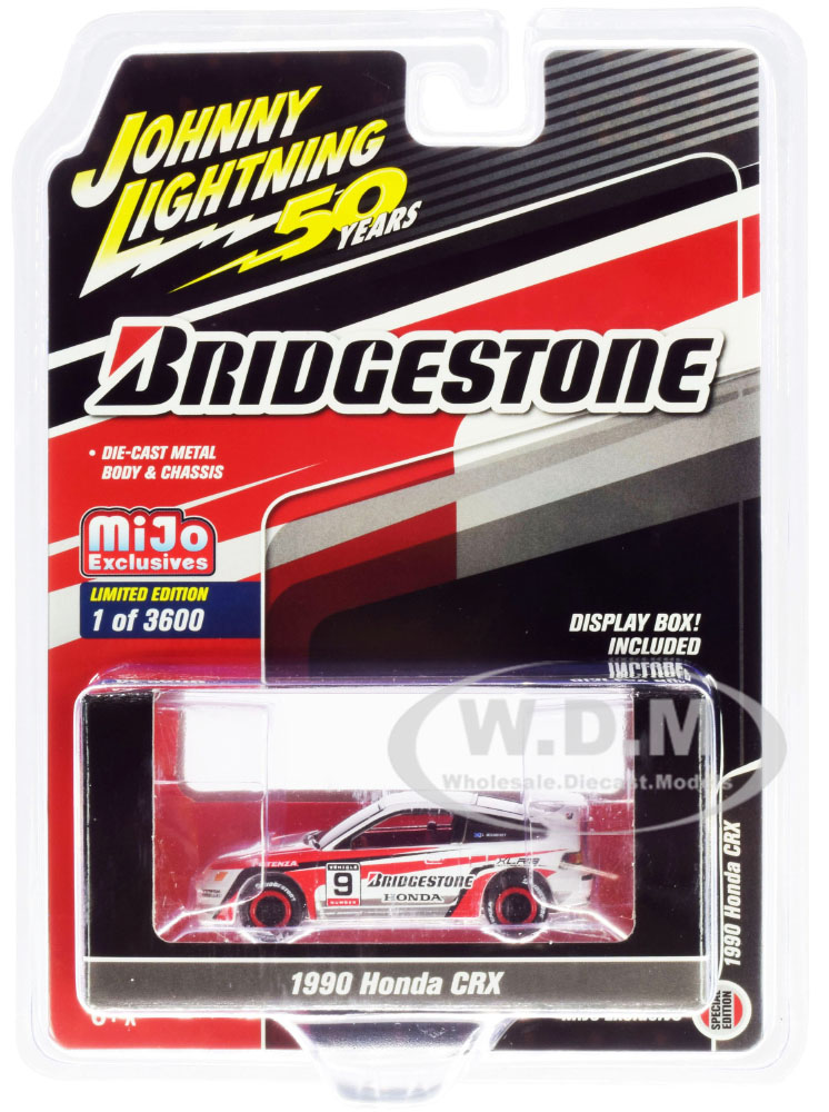 1990 Honda CRX #9 Bridgestone Johnny Lightning 50th Anniversary Limited Edition to 3600 pieces Worldwide 1/64 Diecast Model Car by Johnny Lightning