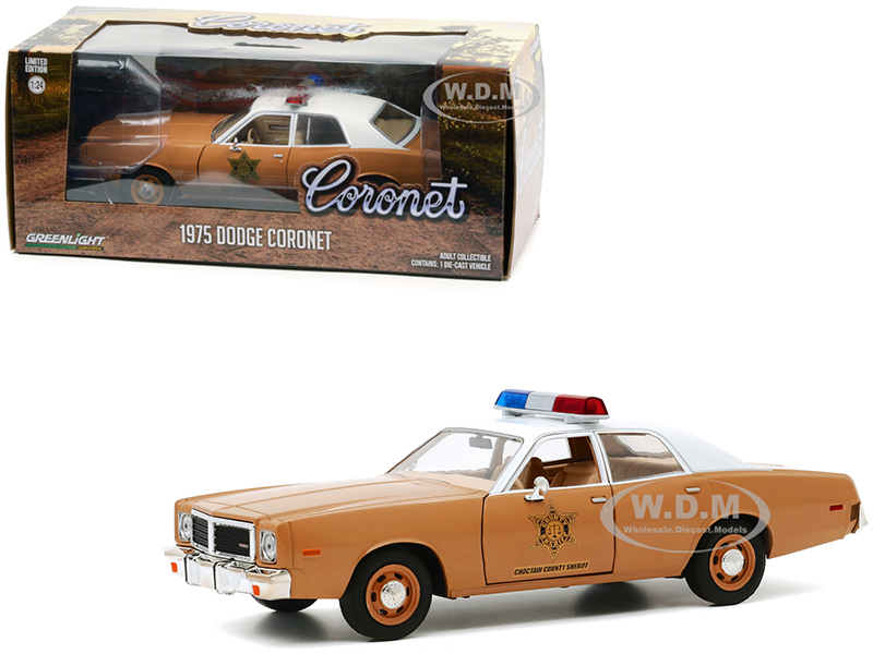 1975 Dodge Coronet Brown with White Top Choctaw County Sheriff 1/24 Diecast Model Car by Greenlight